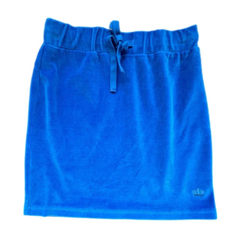 Juicy Couture Blue Velour Drawstring Mini Skirt in Royal Blue - XS